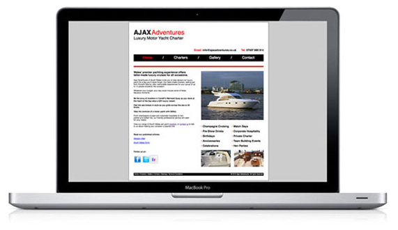 Website for Ajax Adventures Luxury Motor Yacht Charter