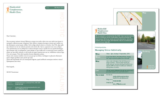 Huddersfield Complementary Health Clinic HCHC letterhead leaflet